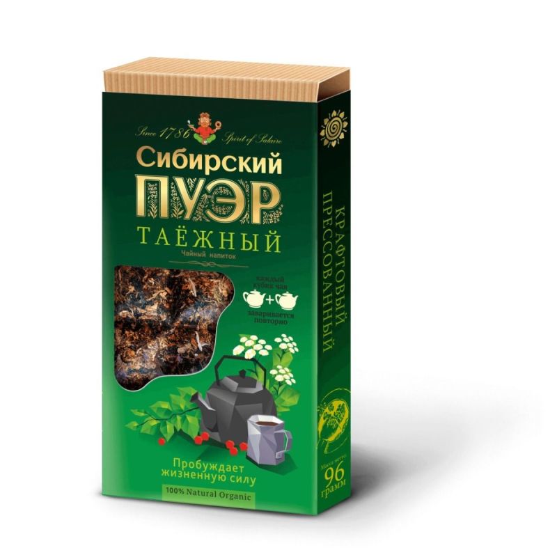 Taigas augu dzēriens Sibīrijas Pu-erh, plāksne 96 g - Ivan Da