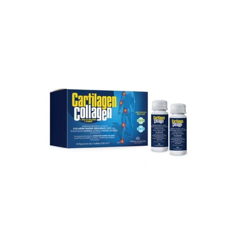"Bottega Di LungaVita Cartilagen Collagen" liigeste ja luude terviseks, 10 pudelit, igaüks 50 ml.