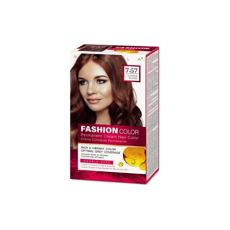 Rubella Fashion Color -kreemivärjäys – kuparin vaalea ruskea 7.57, 50/50/15 ml
