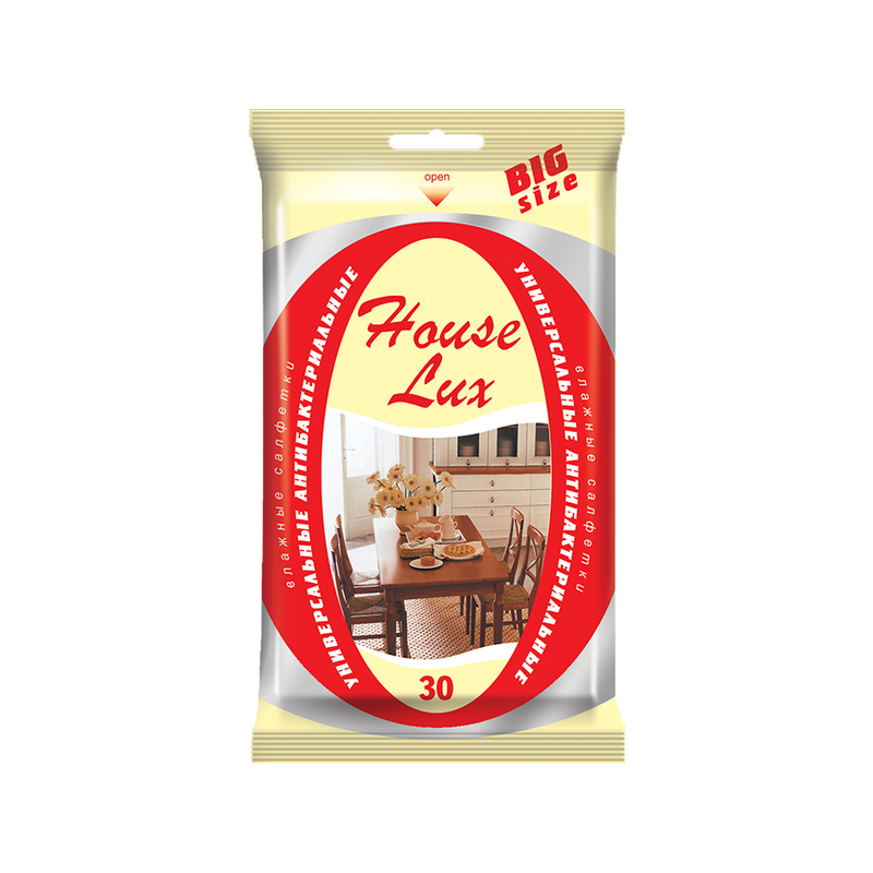 "House Lux" niisked puhastuslapid universaalsed, antibakteriaalsed, 30 tk.