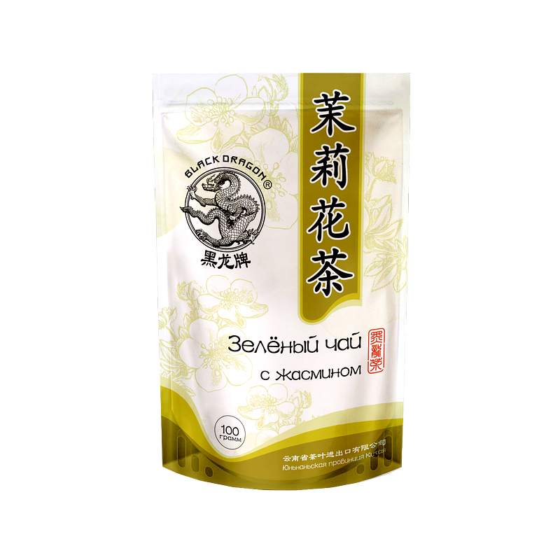 Must Draakon 100gr roheline tee jasmiiniga( зелёный чай с джасмином)