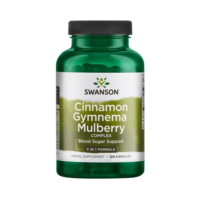 KAPSLID KANEELI, GURMARI JA VALGE MOORUSPUU KOMPLEKS  (CINNAMON GYMNEMA MULBERRY) N120 - SWANSON