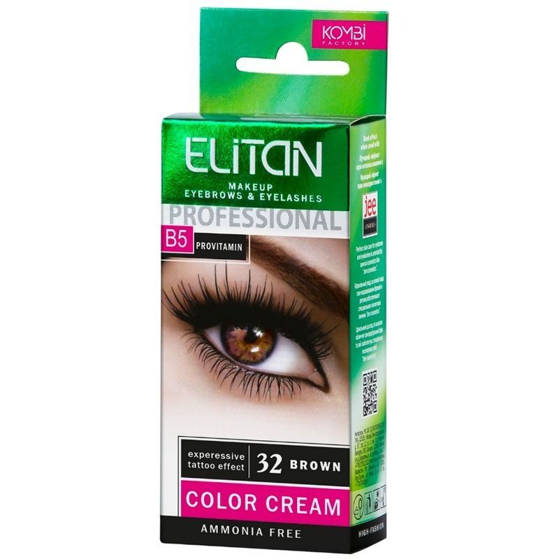 "ELITAN" Kulmude ja ripsmete kreemvärv (32) Pruun, 5 ml