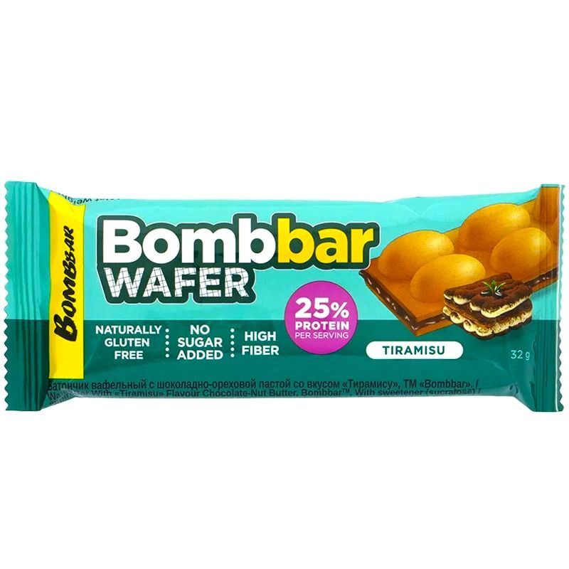Vahvlibatoon Piima-pähklipastaga Tiramisu maitsega "BOMBBAR", 32 g