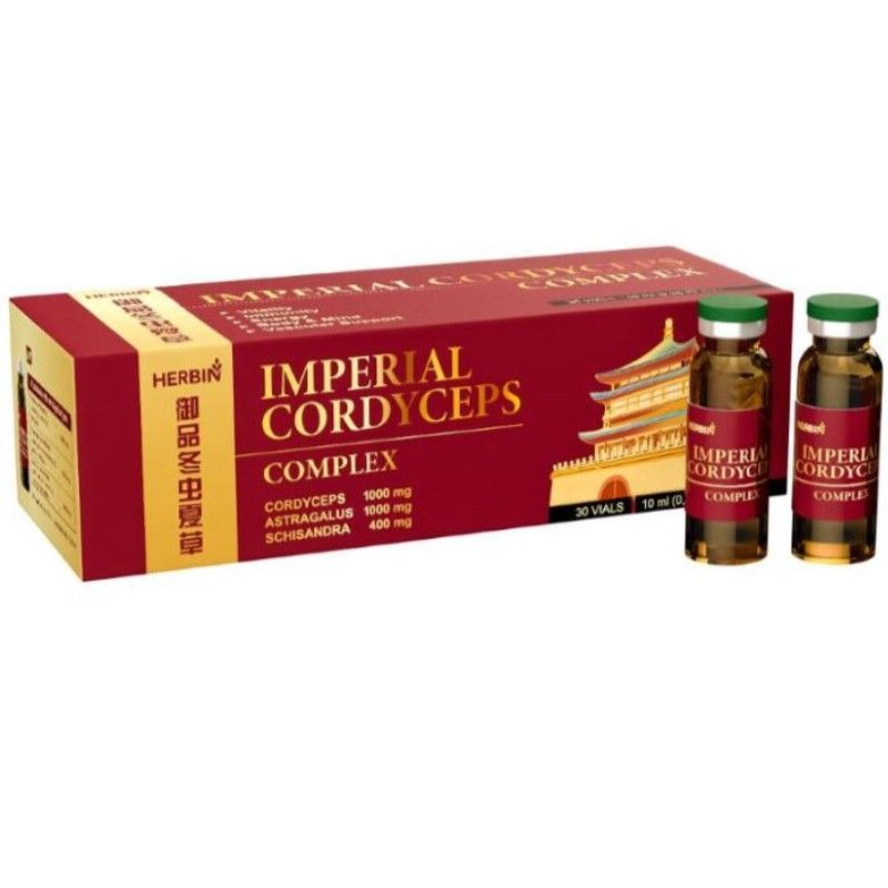Imperiālais kordicepss – komplekss imunitātes un enerģijas atbalstam, 30 flakoni — Herbin