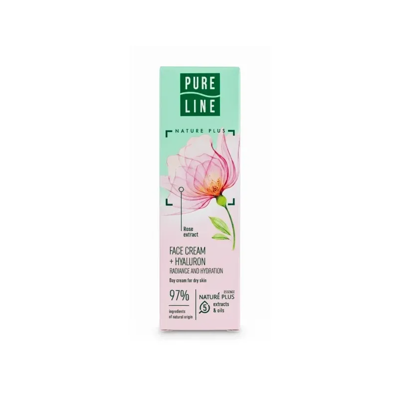 Day Cream for Dry Skin with Hyaluronic Acid and Rose Extract, 40 ml - PURE LINE