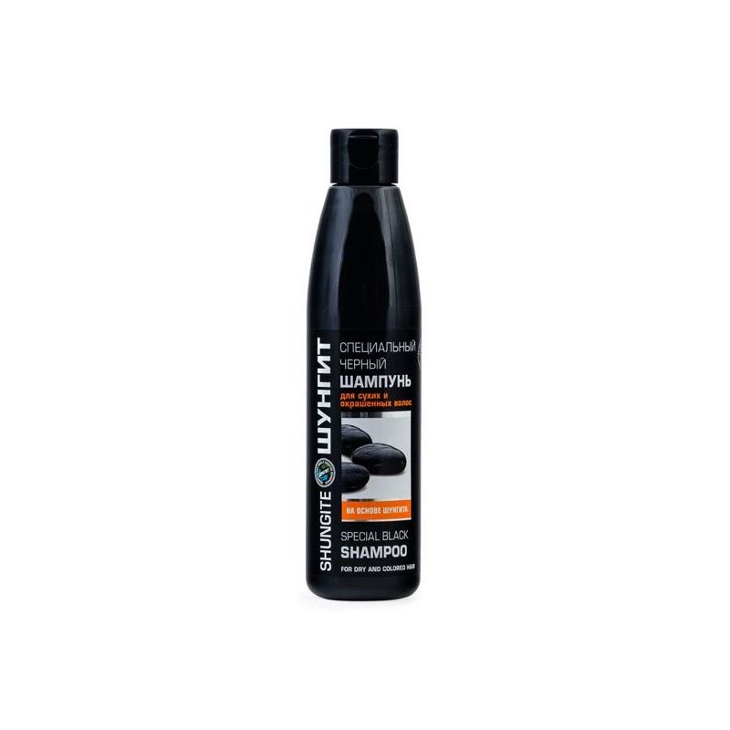 Shampoon SHUNGIT BLACK kuivadele ja värvitud juustele 330 ml