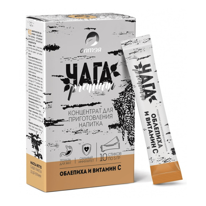 Chaga Powder Concentrate with Sea Buckthorn & Vitamin C 10x5 g - Alteja