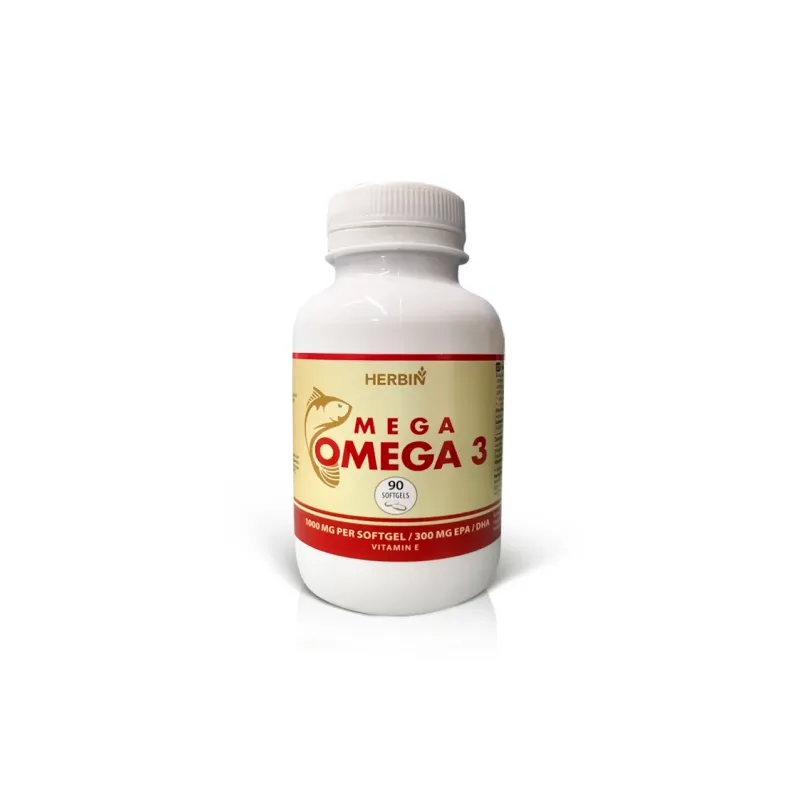 Mega Omega-3, 90 capsules (EPA/DHA 300 mg + Vitamin E) - Herbin