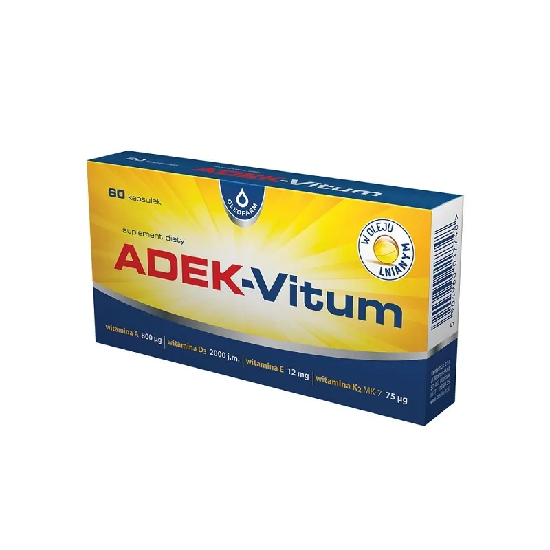ADEK-Vitum with vitamins A, D3, E and K2, 60 capsules - OLEOFARM