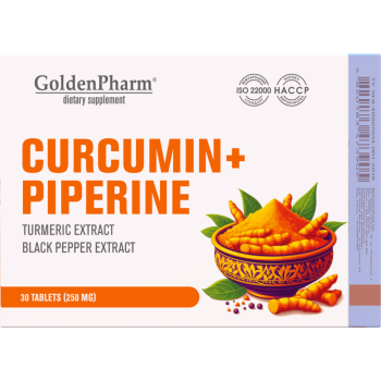 "GOLDEN PHARM" Curcumin+piperine tabletid, N30 