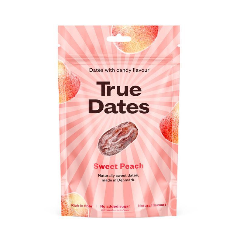 "TRUE DATES" Magusa virsiku maitsega kivideta datlid, 100 g