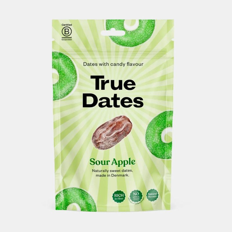 "TRUE DATES" Hapu õuna maitsega kivideta datlid, 100 g