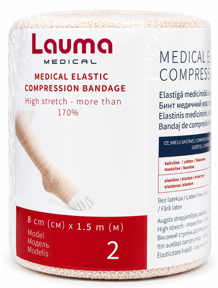 "LAUMA" Meditsiiniline elastne kompressioonside, mudel 2, suurus 1,5 m х 8 sm