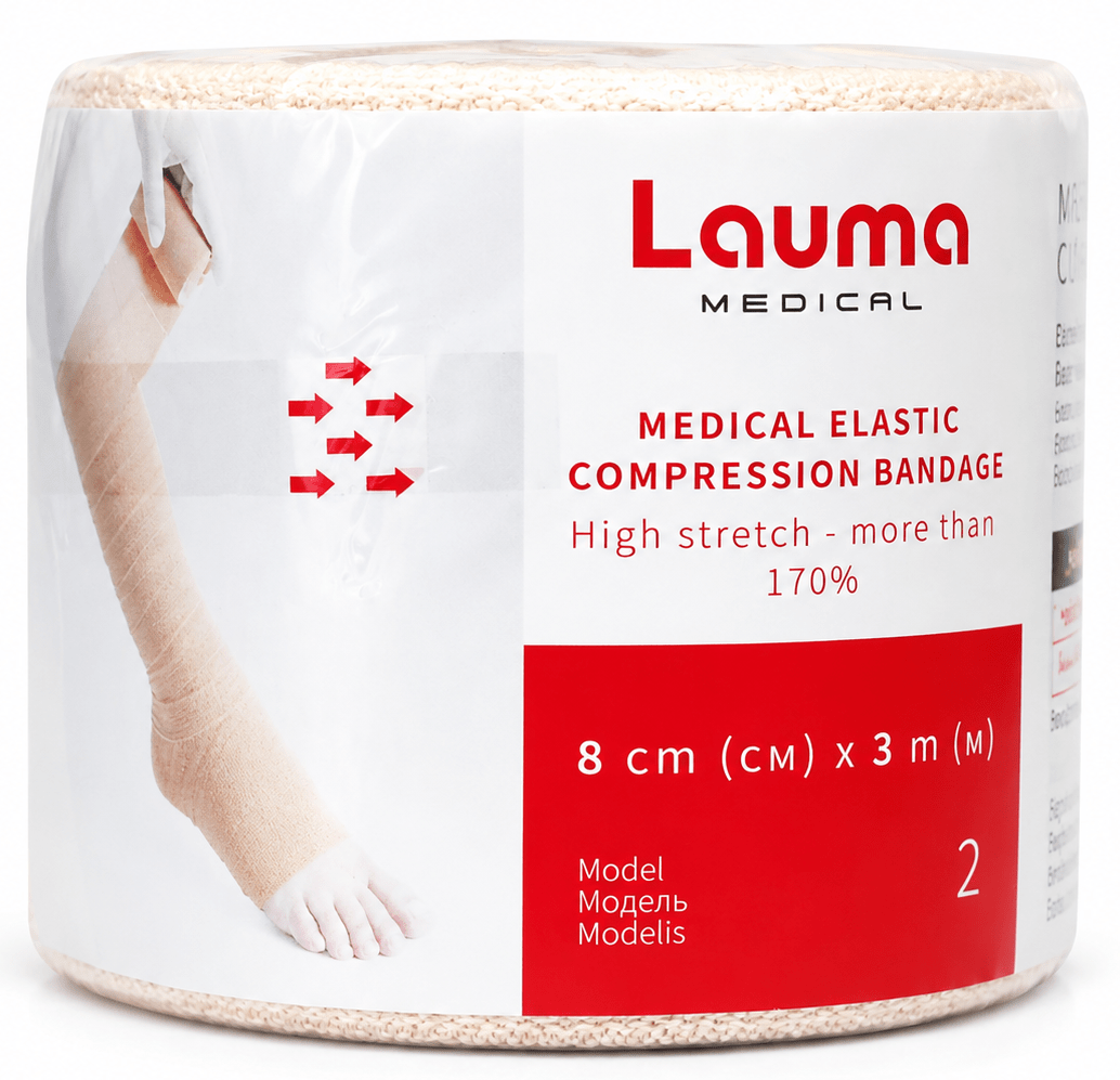"LAUMA" Meditsiiniline elastne kompressioonside, mudel 2, suurus 3 m х 8 sm
