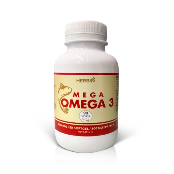 Mega Omega-3, капсулы 90 шт. (EPA/DHA 300 мг + витамин E) - Herbin
