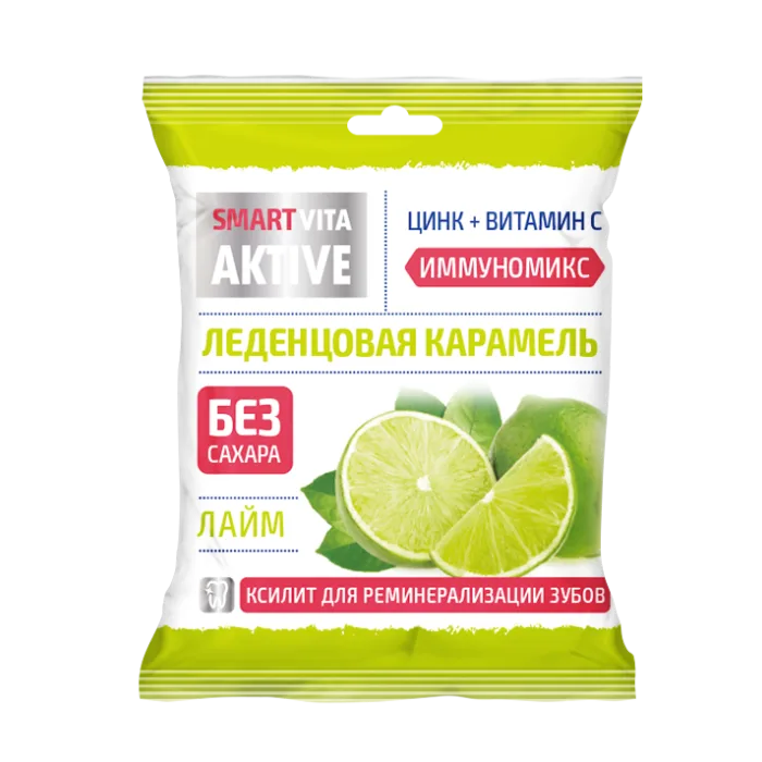 Suhkruvaba laimimaitselised kommid tsingiga ja c-vitamiiniga. 60 gr