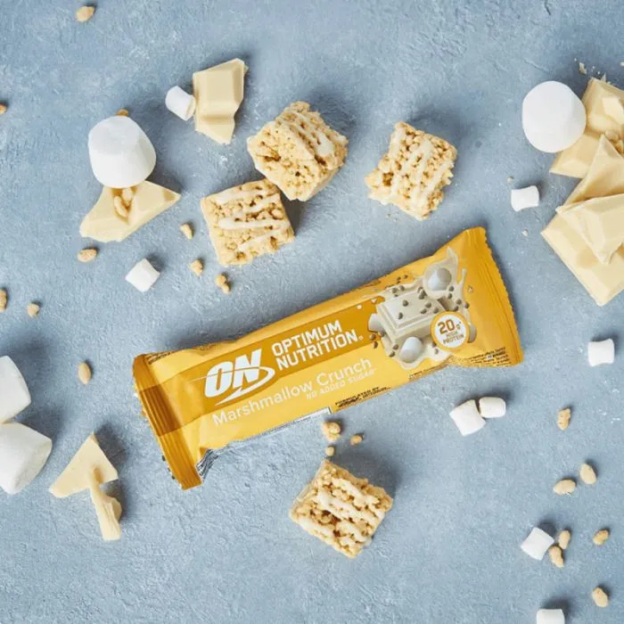 "OPTIMUM NUTRITION" Krõbe proteiinibatoon vahukommi maitsega, 65 g