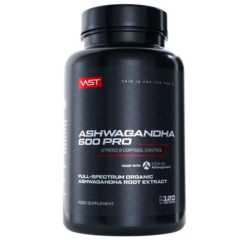 "VAST" TOIDULISAND ASHWAGANDHA 600 PRO, KAPSLID 120 TK.