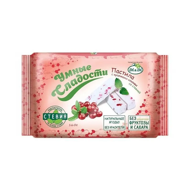 Пастила с кусочками клюквы "Умные сладости" со стевией 160 г