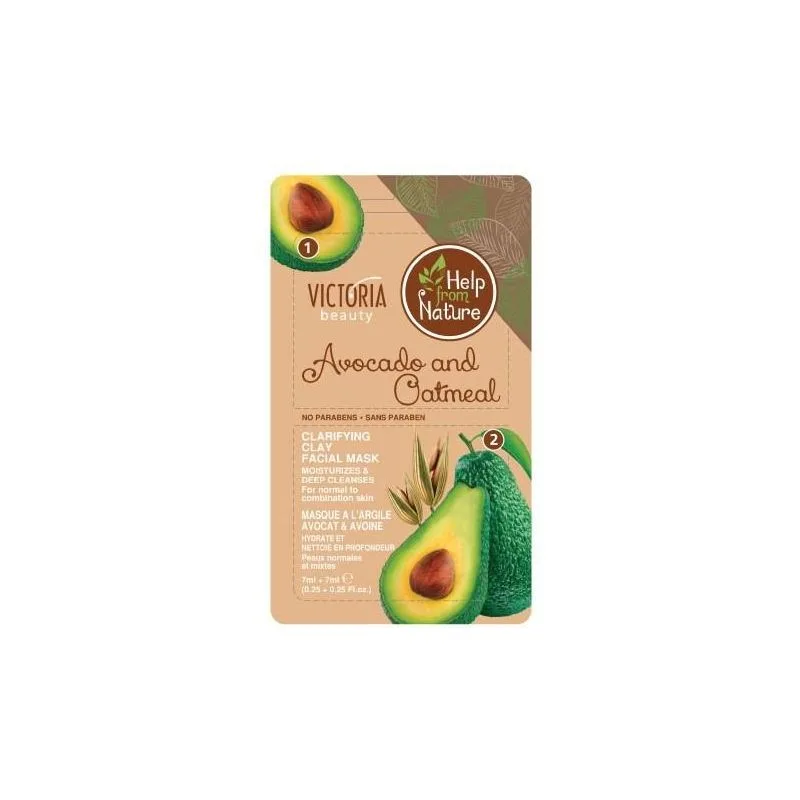 NÄOMASK PUHASTAV SAVI, AVOKAADO JA KAERAHELVESTEGA  2*7 ML VICTORIA BEAUTY