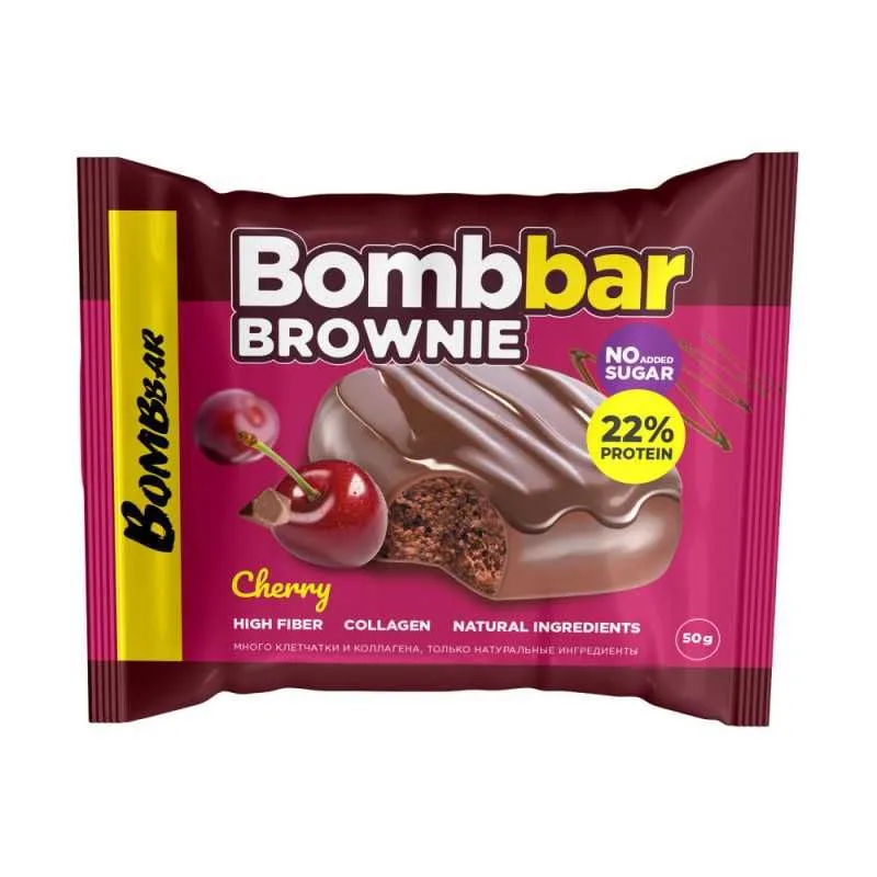 Печенье глазированное "Вишневый брауни", 50 г - Bombbar
