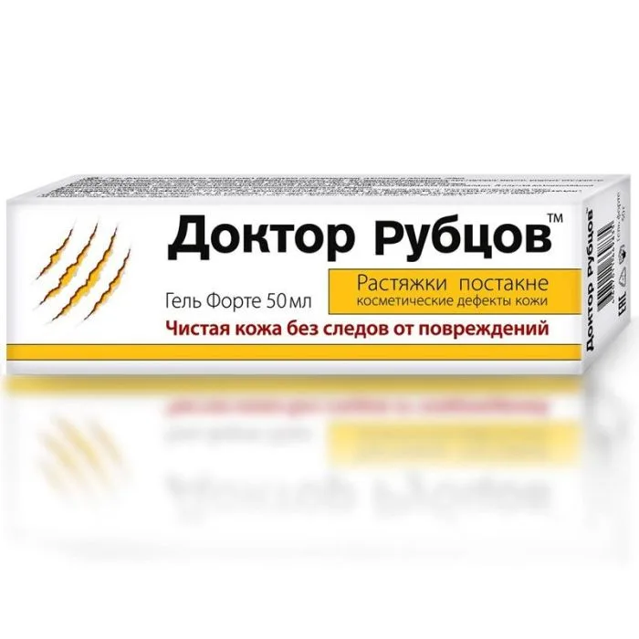 Gelis nuo strijų ir po spuogų "Daktaras Rubcovas. Švari oda be pažeidimo pėdsakų" 50ml - KorolevFarm