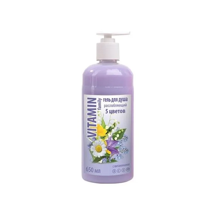 VITAMIN FAMILY Dušo želė "5 spalvos" atpalaiduojanti 650 ml
