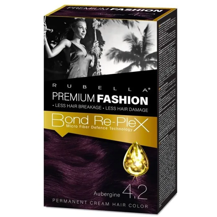 Plaukų dažai "Baklažanas" 4.2, 130 ml – Premium Fashion Color, RUBELLA BEAUTY