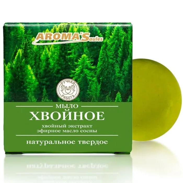 natūralus kietasis muilas "Spygliuočiai", 80 g-AROMA'SAULES