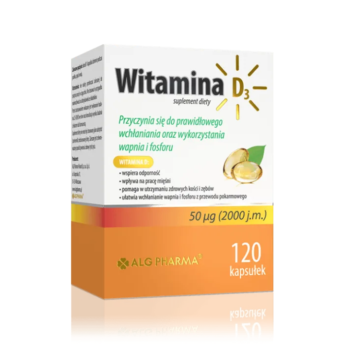 D3 vitamino kapsulės 50 µg (2000 j.m.) N120 - ALG PHARMA