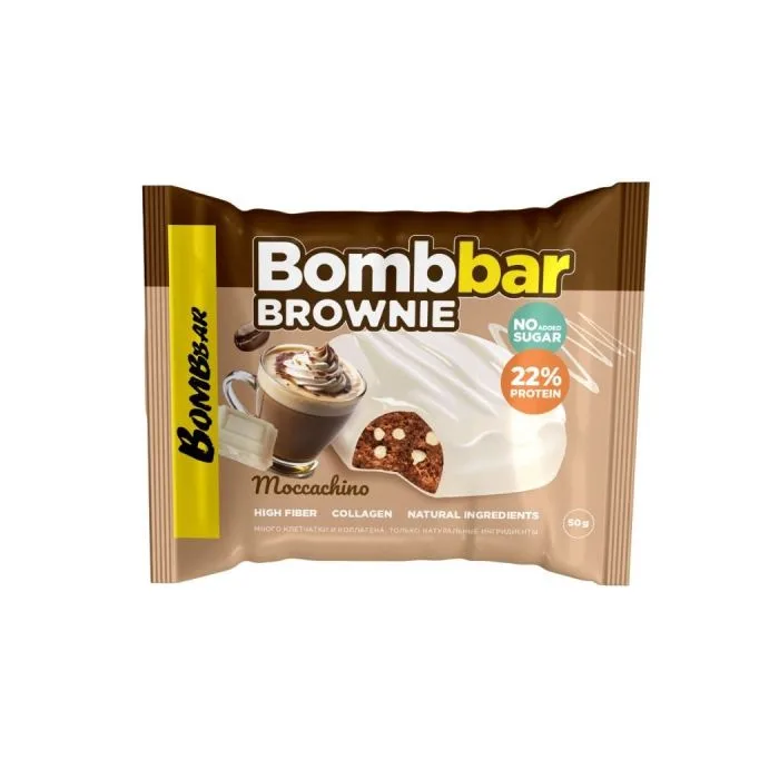 Baltymų batonėlis (sausainis) „BROWNIE moccachino“ 50 g - Bombbar