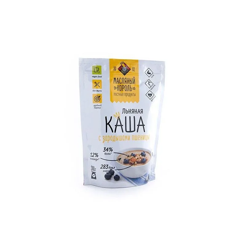 Linaseemnepuder nisuidu 300g - Masljanyi Korol ( lnanaja kasha s zarodyshami pshenicy )
