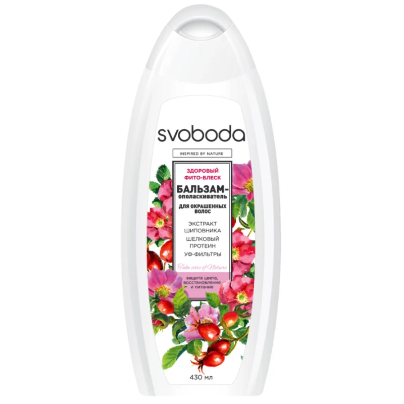 KONDITSIONEERIV PALSAM VÄRVILISTELE JUUSTELE KIBUVITSA EKSTRAKTI, SIIDIPROTEIINI JA UV-FILTRITEGA 430ML - SVOBODA