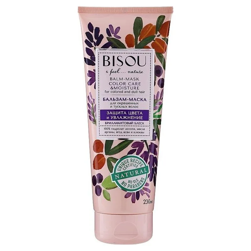 BISOU PALSAM-MASK VÄRVITUD JA TUHMIDELE JUUSTELE VÄRVE KAITSE JA NIISUTAMINE 230ML