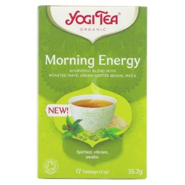 Morning Energy bioloģiskā tēja ar matē un zaļo kafiju, 17 x 2,1 g - YOGI TEA