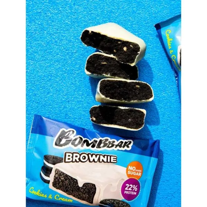Proteīna cepums ar glazūru "Braunija cepums-krēms", 50 g - Bombbar