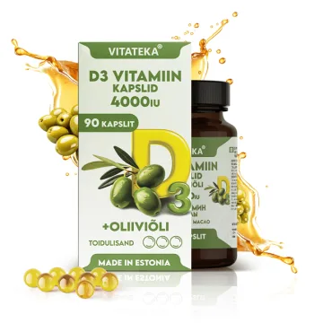"VITATEKA" D3 Vitamiin 4000 IU + oliiviõli kapslid N90