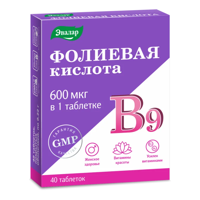 "Evalar" Foolhappe 600MCG + B12 + B6 (toidulisand), tabletid 40 tk.