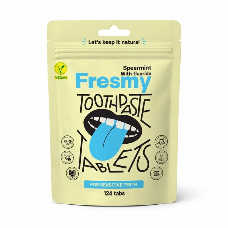 Rohemündi (fluoriidiga) hambapastatabletid, 124tk - Fresmy
