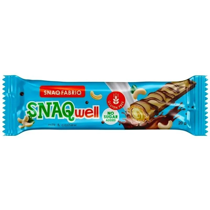 SNAQWELL "SNAQ FABRIQ" glasuuritud vahvelbatoon piima-pähklipastaga, 20 g