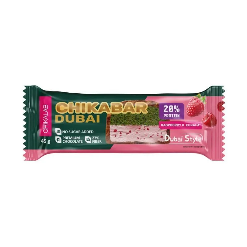 Proteiinipatukka Chikabar Dubai vadelma & Kunafa 45 g - Chikalab