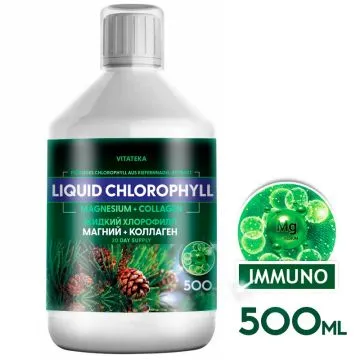 Liquid chlorophyll with pine needle extract, magnesium + collagen, 500 ml - VITATEKA