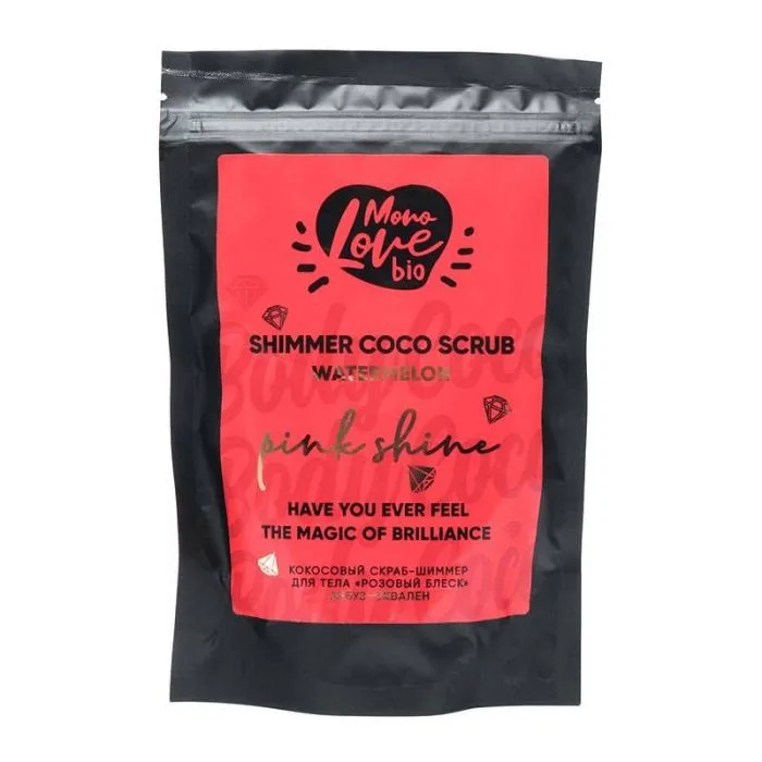 MONO LOVE BIO COCONUT BODY SCRUB-SHIMMER WITH PINK GLOW WATERMELON AND SCVANENE 150G - Gridem