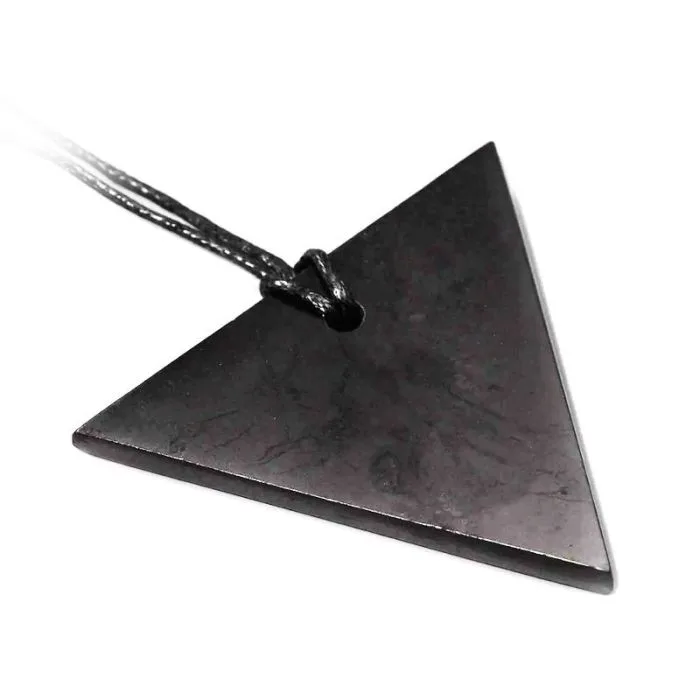 Men's Shungite Triangle Pendant, 4x3.8x0.4 cm