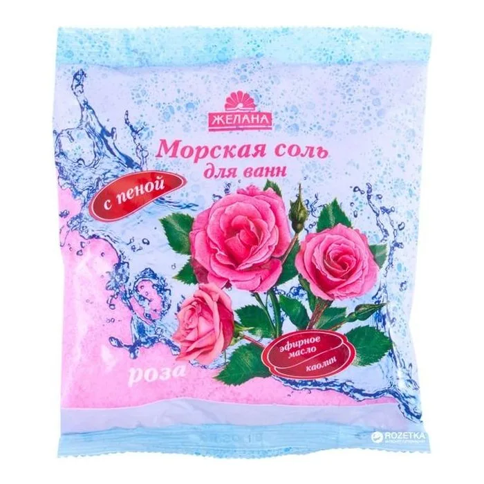 Sea bath salt with foam and kaolin "Rose" 500g Zhelana