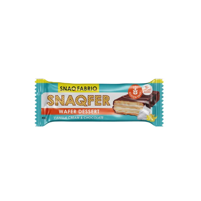 Glazed wafer sticks with "Vanilla cream and Belgian chocolate" flavor SNAQ FABRIQ, 45 g - Bommbar