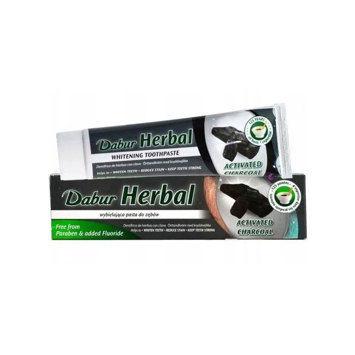 DABUR HERBAL WHITENING TOOTHPASTE WITH ACTIVATED CHARCOAL 100ML (otbelivajushaja s ugljom)