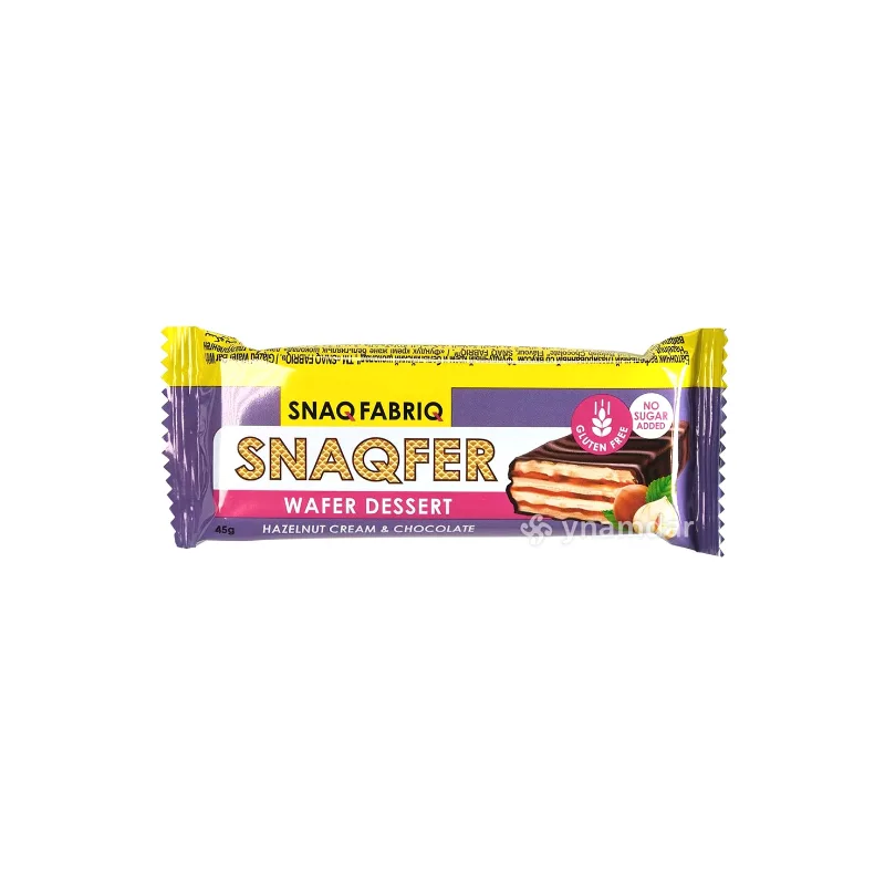 "SNAQ FABRIQ" Glaseeritud vahvlipulk, maitsega "Sarapuukreem ja Belgia šokolaad", 45 g