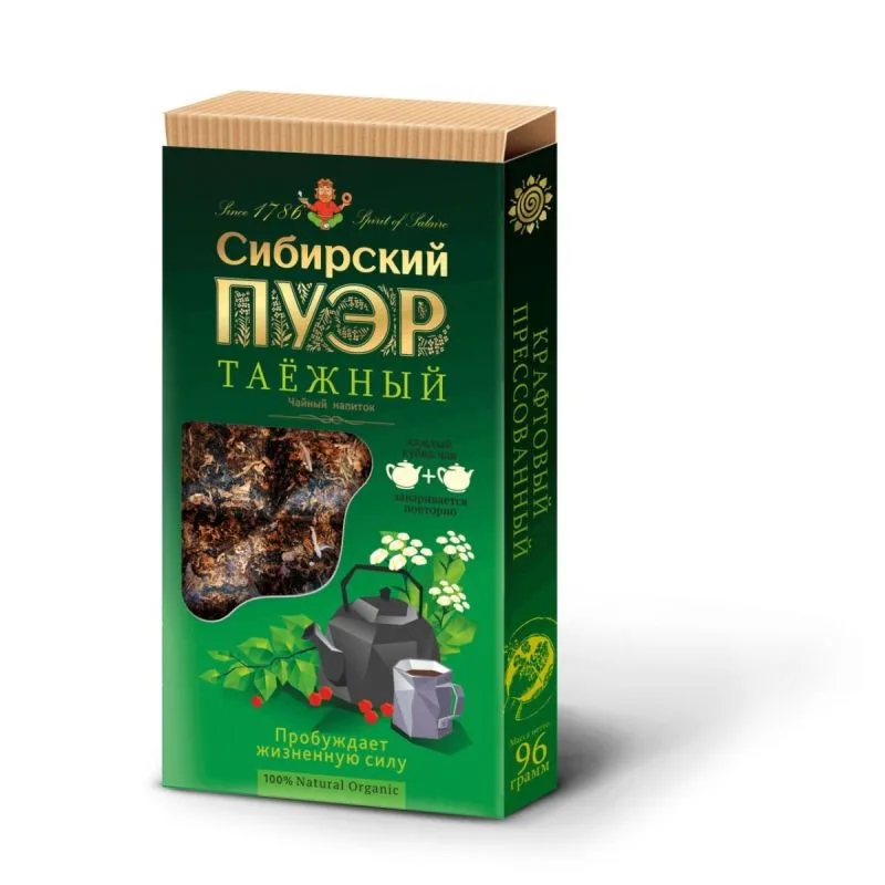 Taigos žolelių gėrimas Sibiro Pu-erh, plytelė 96 g - Ivan Da